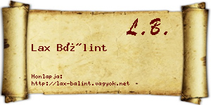 Lax Bálint névjegykártya