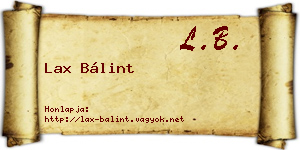 Lax Bálint névjegykártya